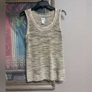 Chico's Metallic Gold/Beige Knit Sweater Tank Top